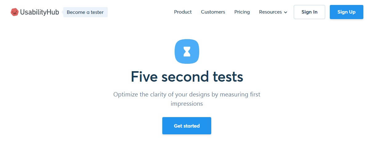 Five-Second-Tests Landing Page