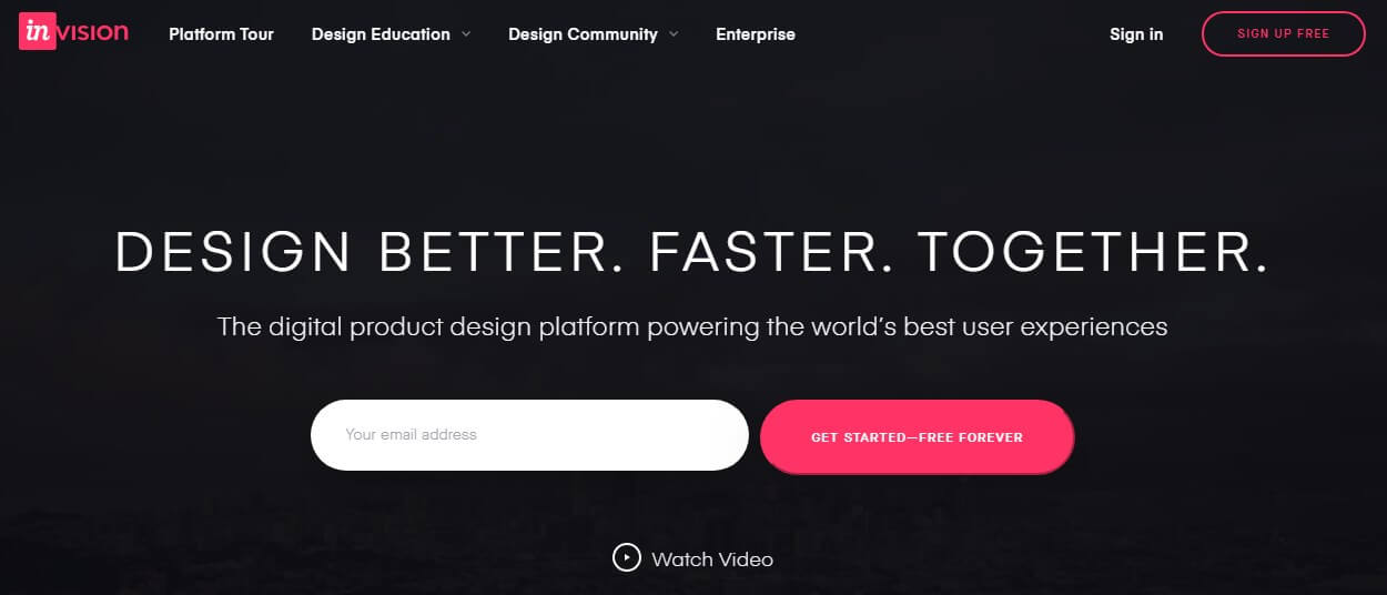 Invision App Landing page