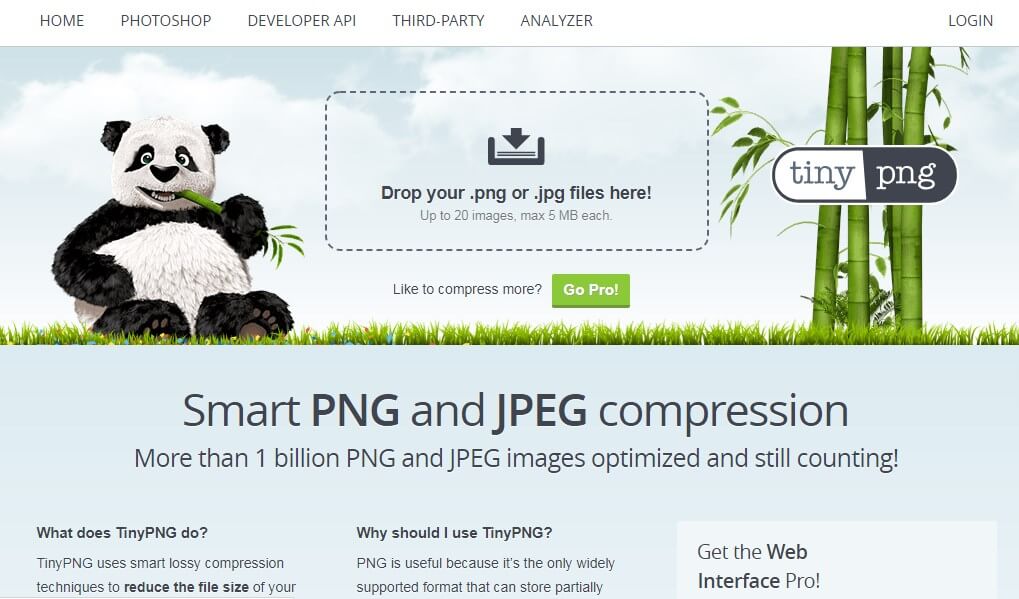 Tiny PNG Landing page