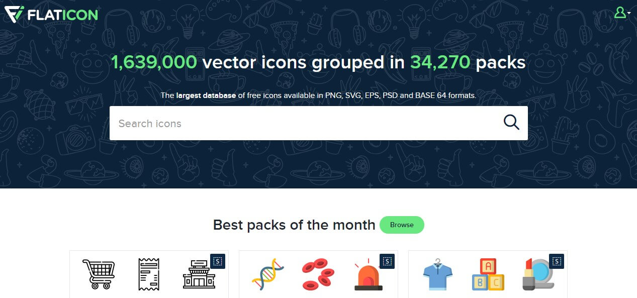 flaticon example landing page