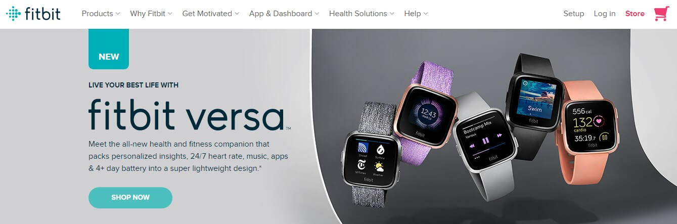 Fitbit Versa lading Page Example