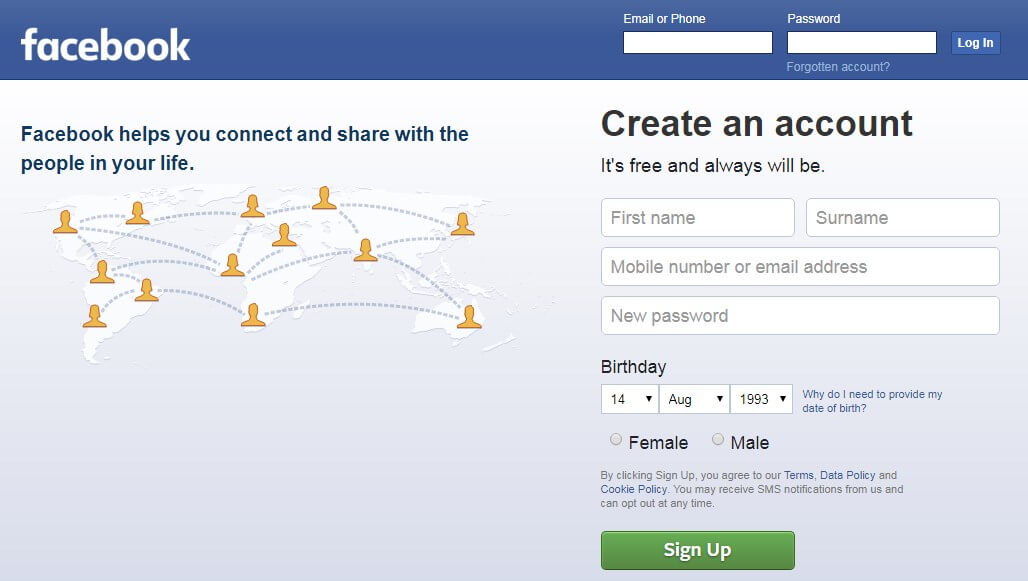 facebook Landing Page