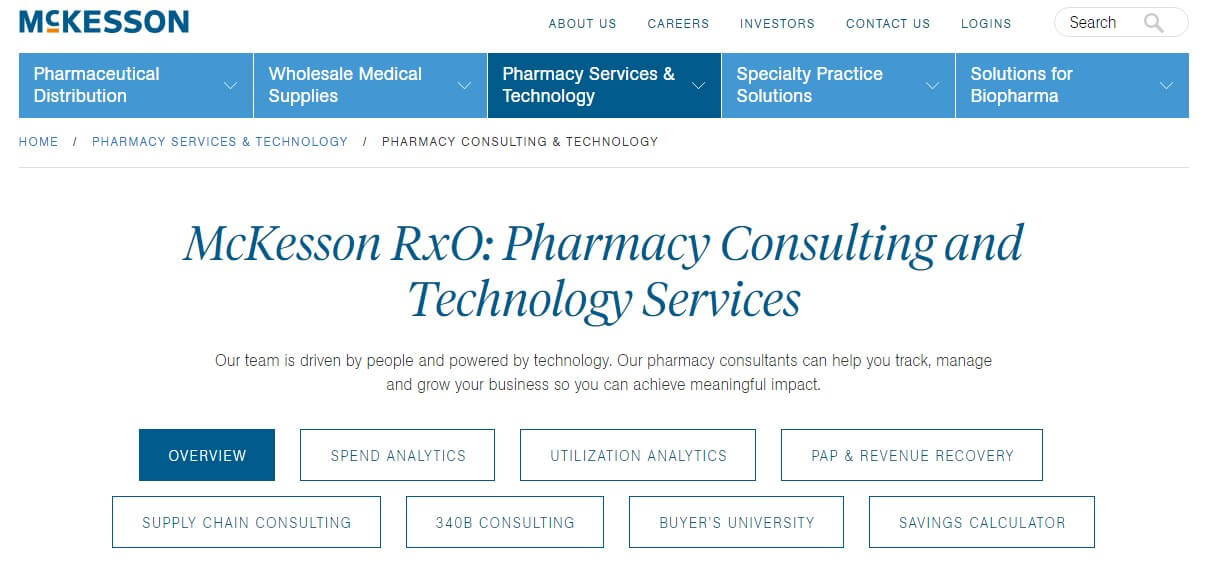 mckesson website example page