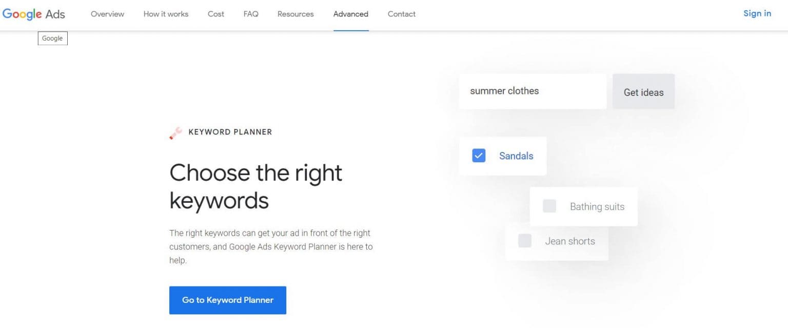 Google Keyword Planner SEO Tool