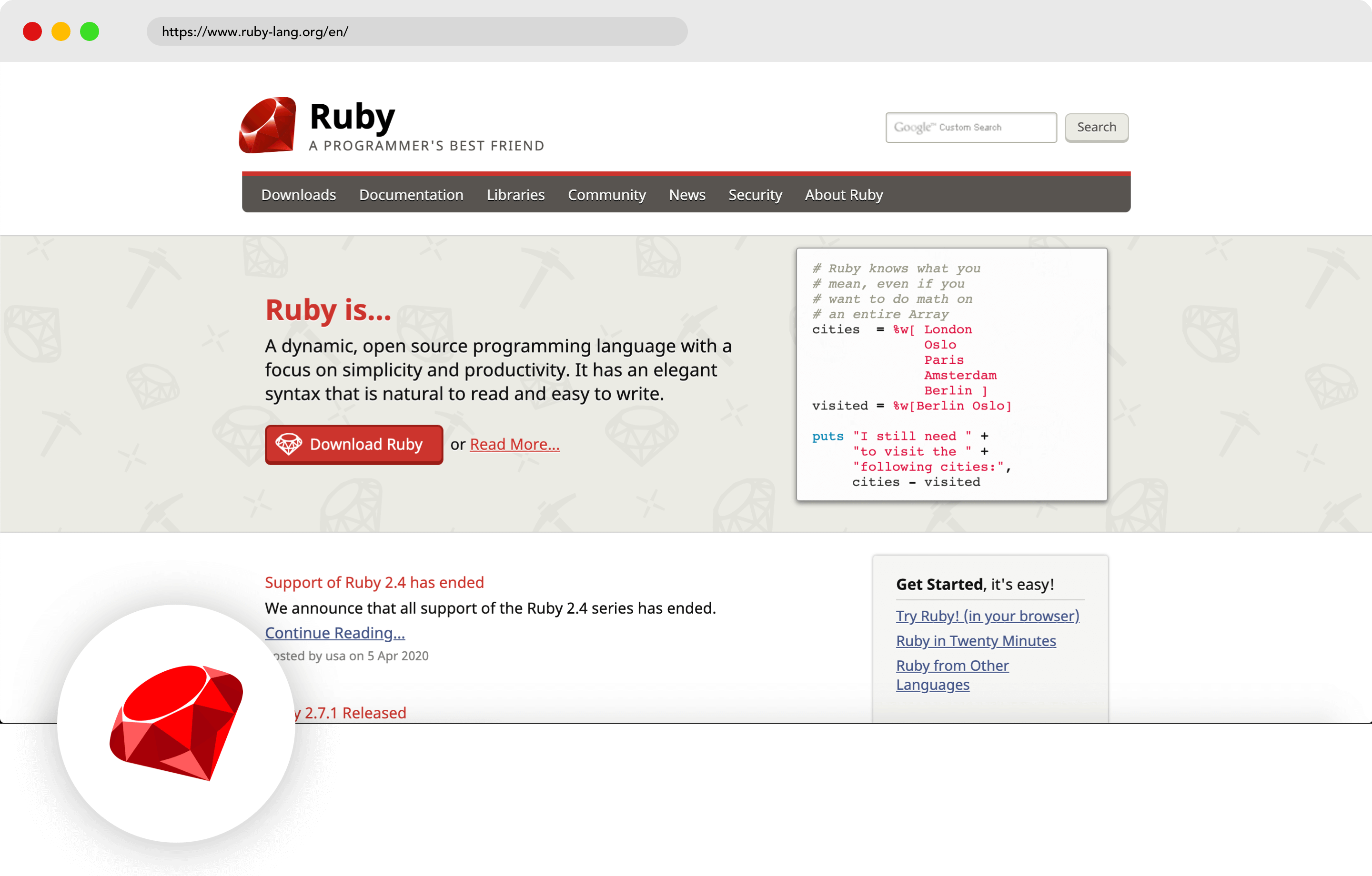Ruby mobile development language