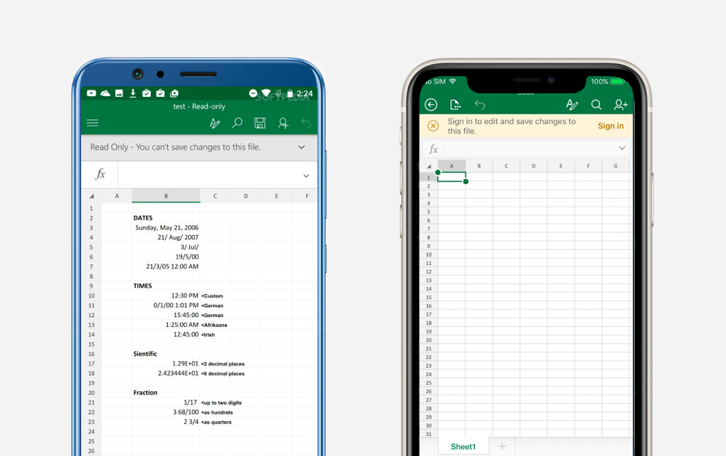 Microsoft Excel Mobile Application