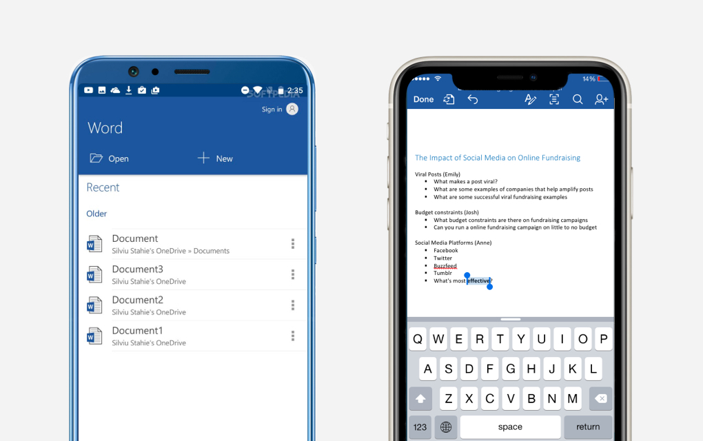 Microsoft Word Mobile Application