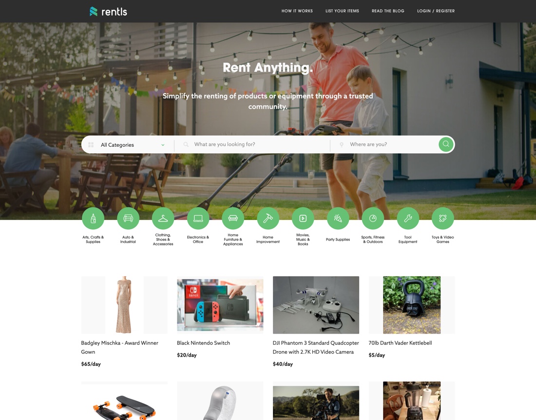 Rentls - Peer to Peer Marketplace-Web App Design Case Study